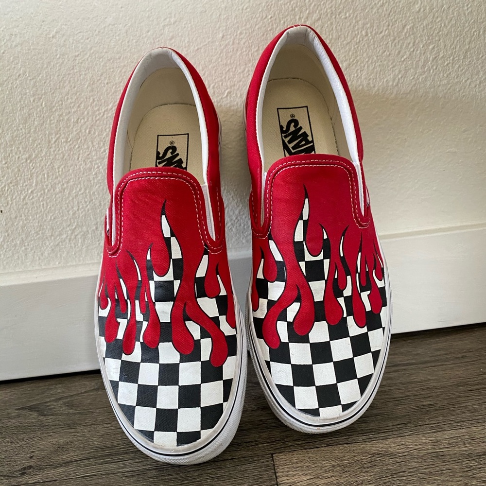 Vans Red Checkered Flame Shoes